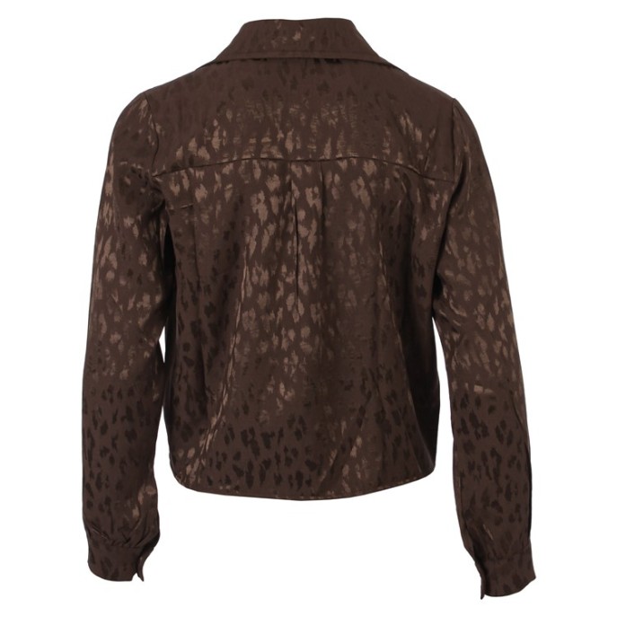 Enjoy Blouse satijn strik panter Donker bruin